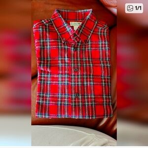 LL Bean Mens Red Plaid Flannel Shirt NWOT. size M